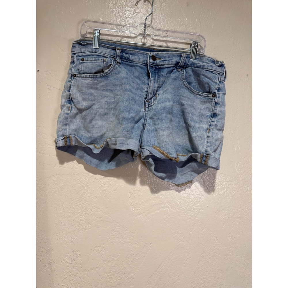 Old Navy Womens Boyfriend Light Wash Cuffed Denim Shorts Size 12 Stretch Blue